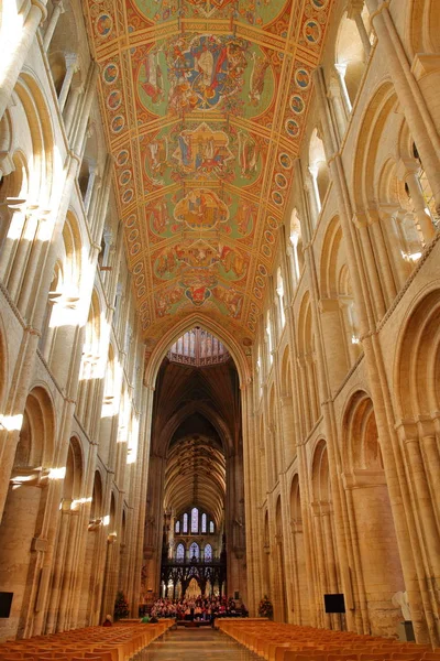 Ely October 2018 Wide Angle View Interior Cathedral Arches Painted — Stock Photo, Image