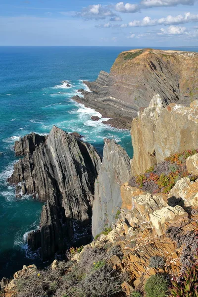 Dramáticos Coloridos Acantilados Costa Oeste Del Alentejo Cabo Sardao Alentejo — Foto de Stock