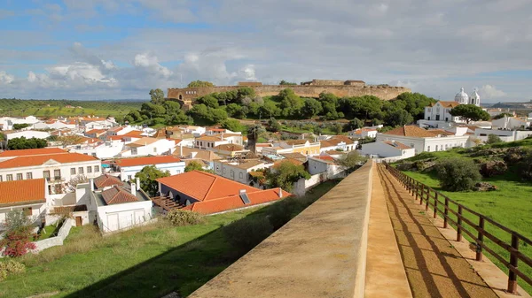 Veduta Generale Del Villaggio Castro Marim Con Castello Chiesa Sullo — Foto Stock