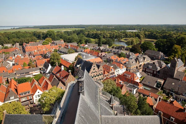 Vista Aérea Los Tejados Naarden Países Bajos Con Techo Iglesia —  Fotos de Stock
