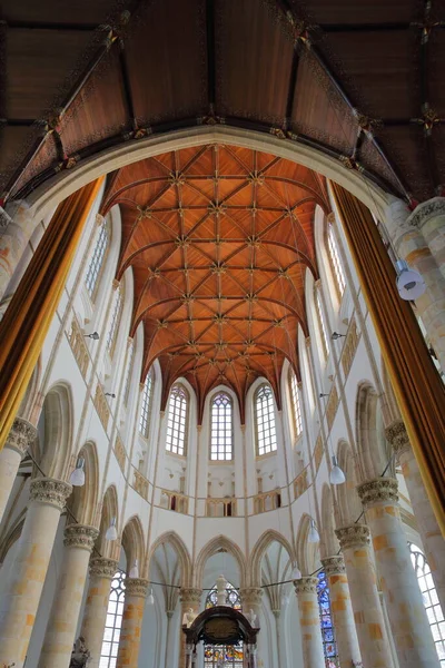 荷兰黑格尔 2020年6月20日 圣雅各克克教堂 一座有标志性塔的历史性教堂 的内部 有一个木制拱形天花板 — 图库照片