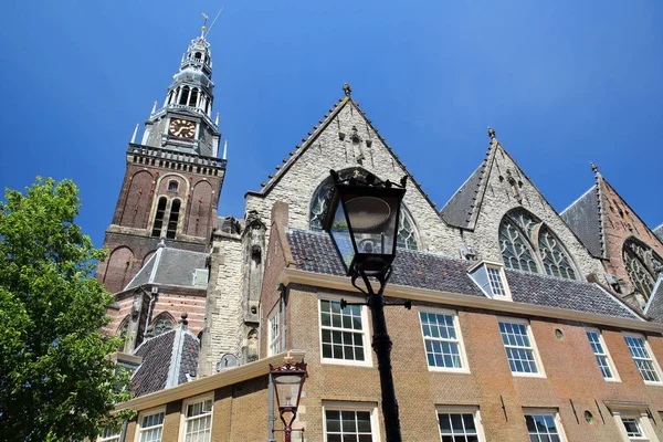 Церква Удезід Керк Розташована Вздовж Вурбургваль Амстердам Нідерланди — стокове фото