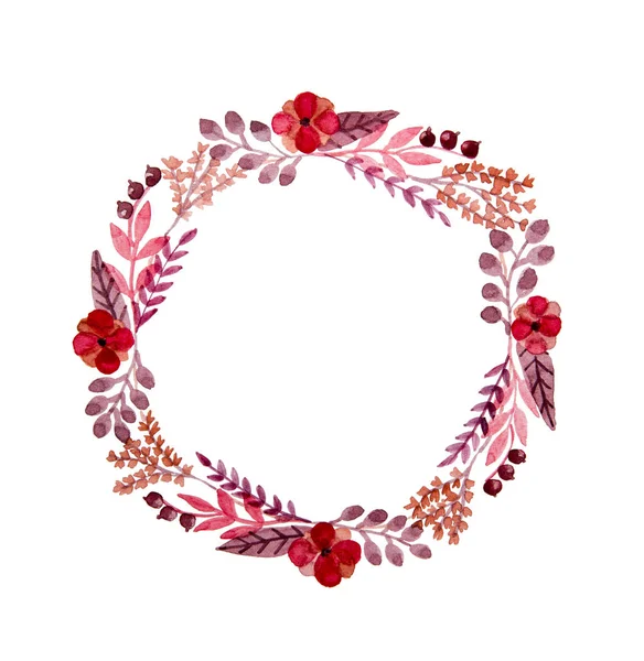 Floral Wreath Watercolor Copy Space — Stock Photo, Image