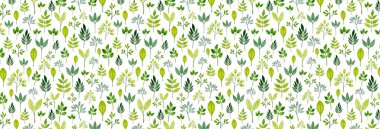 Beyaz zemin üzerine suluboya yaprakların desen yaptı.