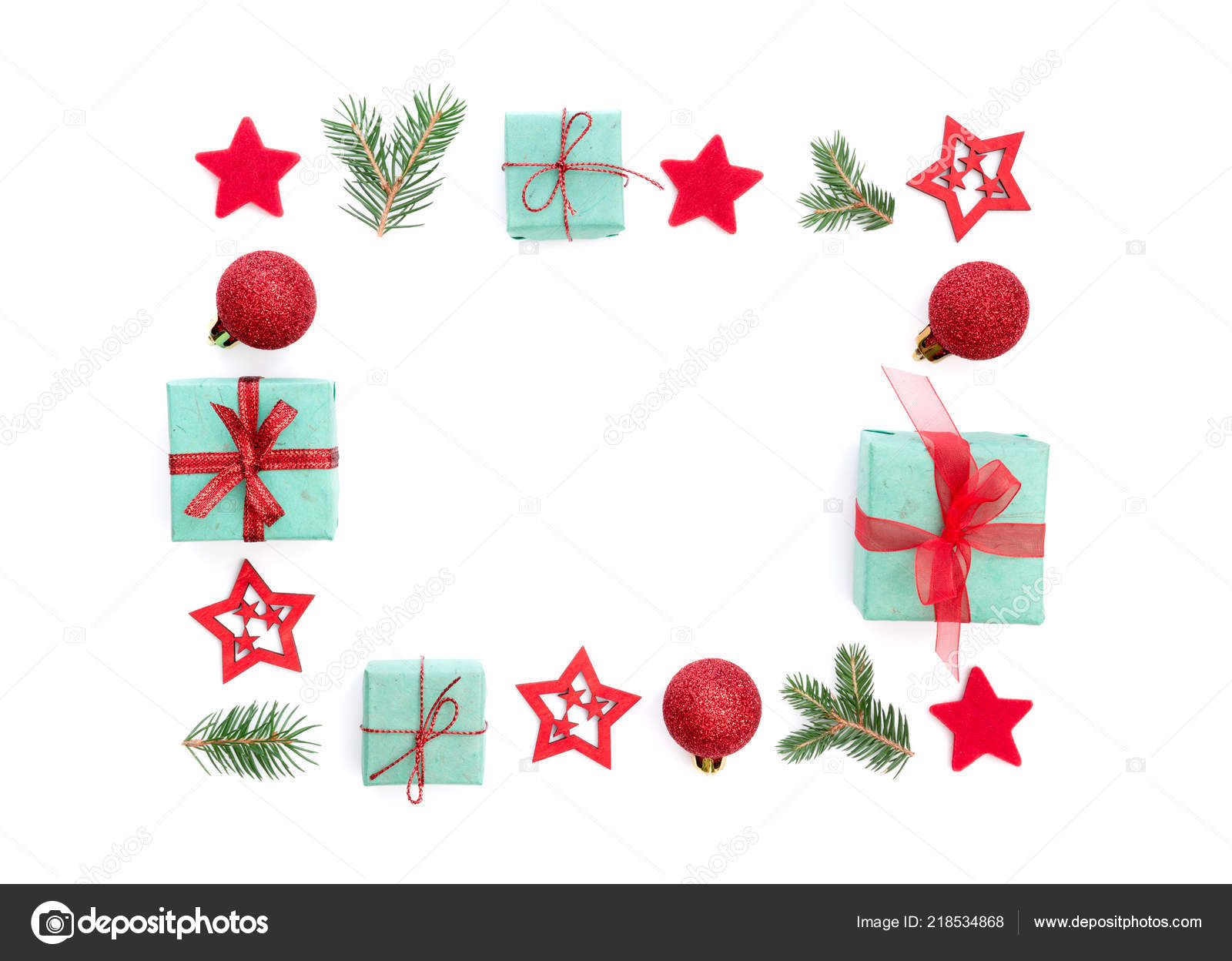 Frame Ornaments Small Presents Red Frame Ornaments Small Presents Red Green Stock Photo