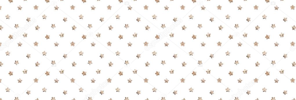 Christmas pattern with stars on white background.