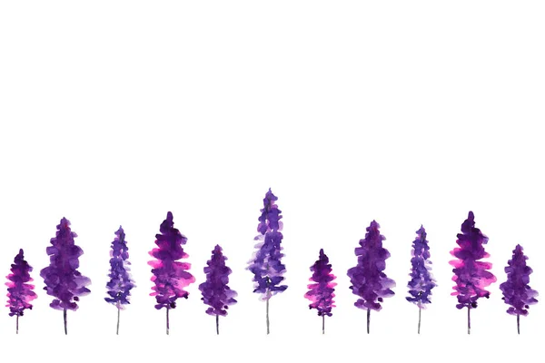 紫色花图案在水彩 — 图库照片