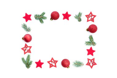 Yeşil Dallı, Yıldızlı ve Kırmızı Mırıldanan Noel Arkaplanı