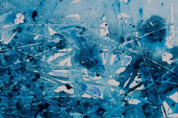 キャンバス絵画アートに抽象的な現代芸術的な青と白の背景アクリル — ストック写真