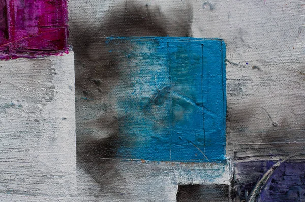 Abstracte Grunge Moderne Kunst Achtergrond Acryl Canvas Detail Close Blauw — Stockfoto