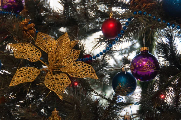 Christmas New Year Tree Decor Postcard — Stock Photo, Image