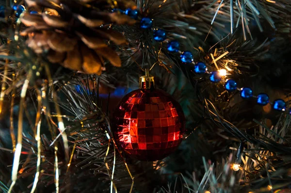 Christmas New Year Tree Decor Postcard — Stock Photo, Image