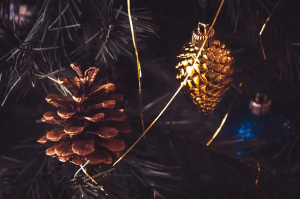 Christmas New Year Tree Decor Postcard — Stock Photo, Image