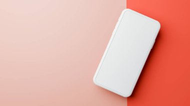 Pastel renk arkaplan 3D oluşturma üzerinde boş ekran ile cep telefonu modeli.