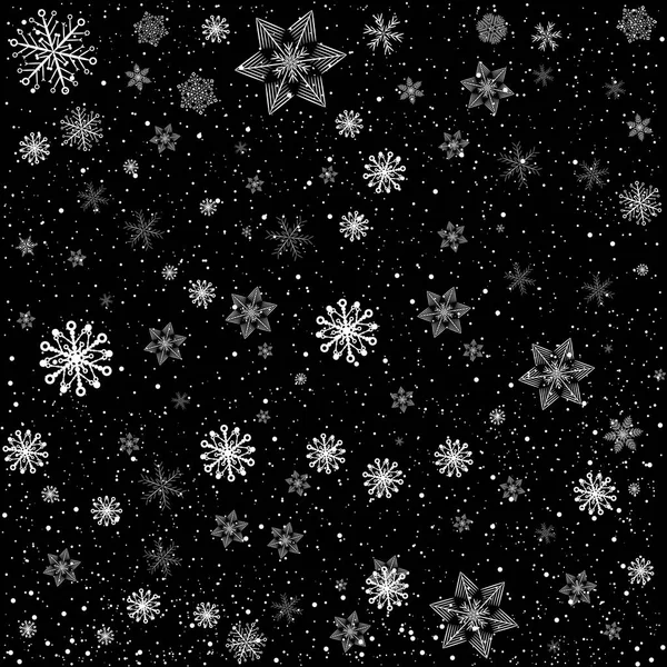 Černé pozadí zasněžené Vánoce — Stockový vektor