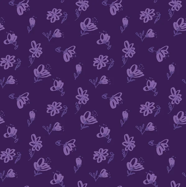Vintage violet naadloze bloemmotief. — Stockvector