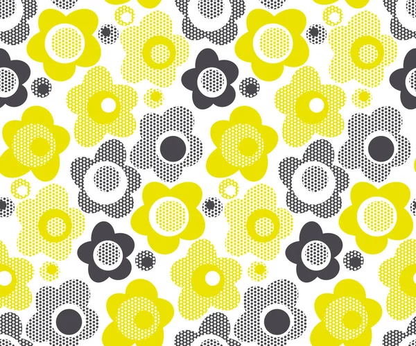 라임 색상 간단한 꽃 원활한 패턴. — 스톡 벡터