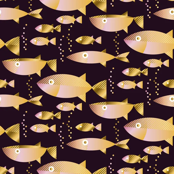 Gold fish seamless pattern in pastel color. — Stock Vector