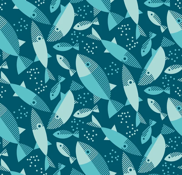 Azul río peces patrón sin costura . — Vector de stock