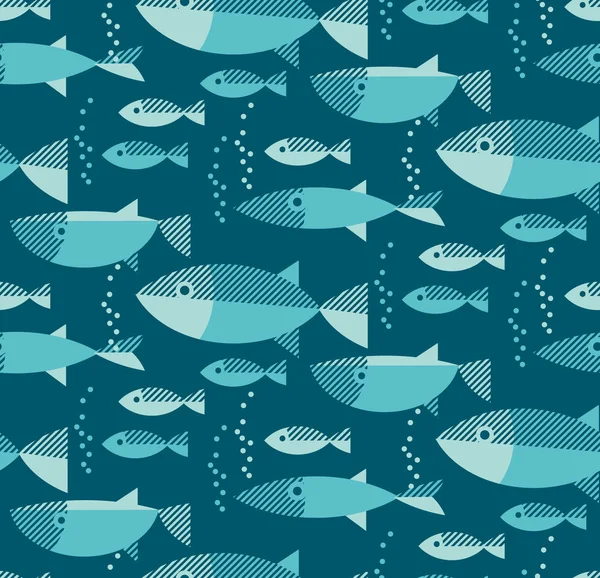 Blue river fish seamless pattern. — Stock Vector
