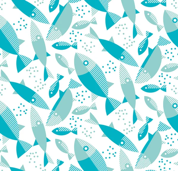 Blauwe rivier vis naadloze patroon. — Stockvector