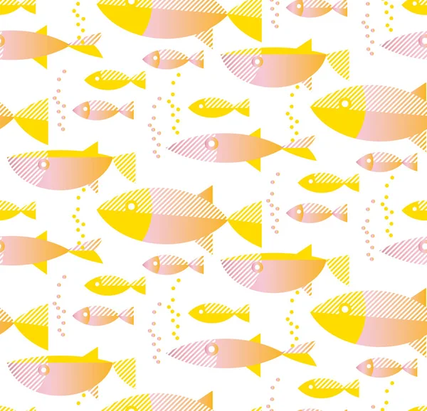 Gold fish seamless pattern in pastel color. — Stock Vector