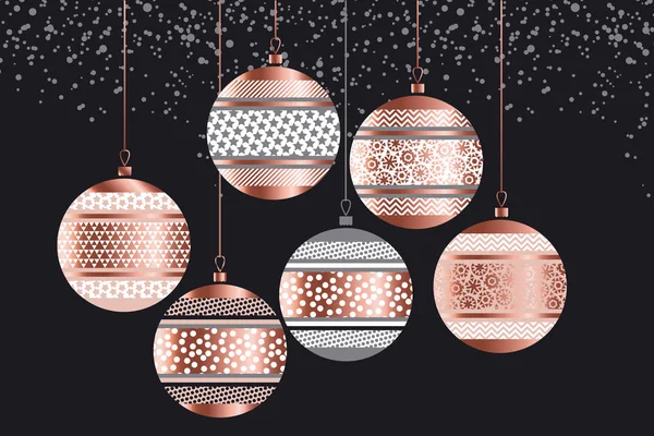 Lyxiga rose guld xmas geometriska grannlåt — Stock vektor