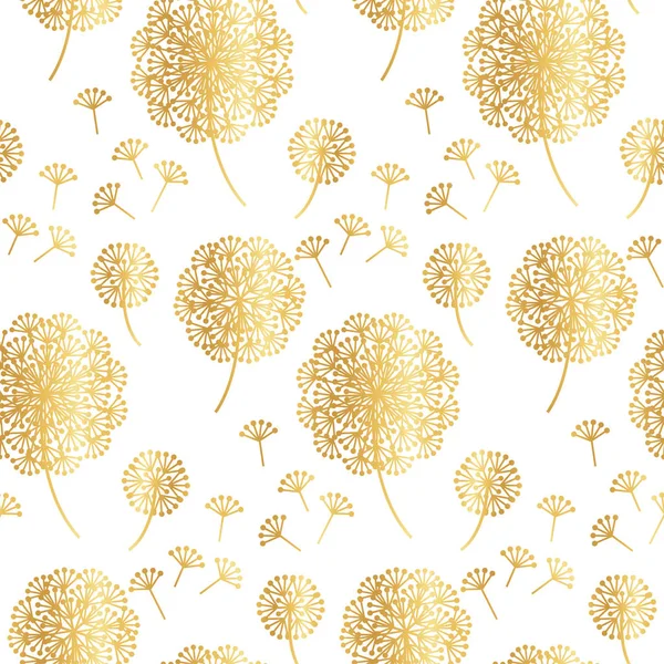 Gold geometrische Löwenzahnblüten auf weiß — Stockvektor