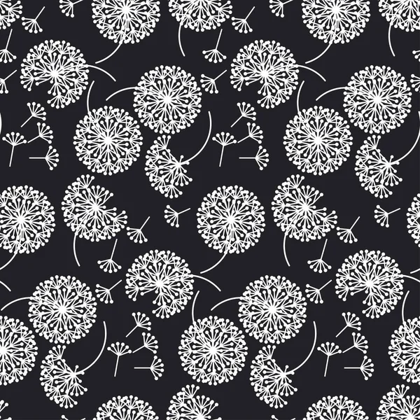 Černá a bílá abstraktní pampelišky květiny — Stockový vektor