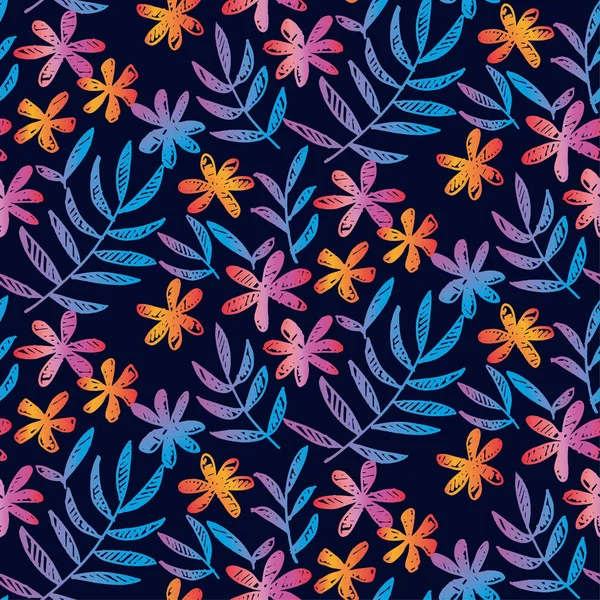 Načrtnuté vzor bezešvé s tropické květy — Stockový vektor
