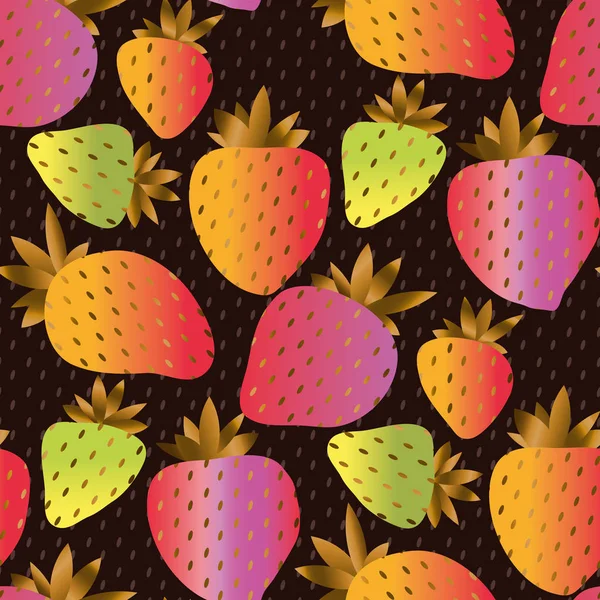 Regenbogenfarbe Erdbeere nahtloses Muster — Stockvektor
