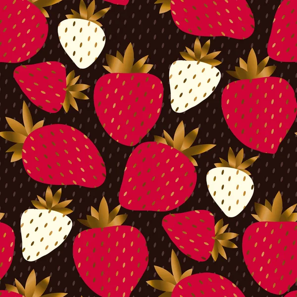 Luxus elegante Erdbeere nahtlose Muster — Stockvektor