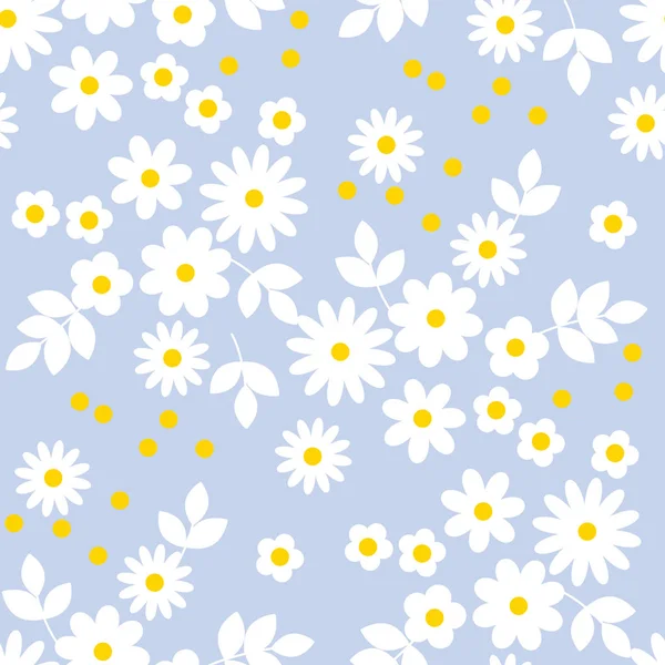Soyut basit beyaz çiçekler seamless modeli — Stok Vektör