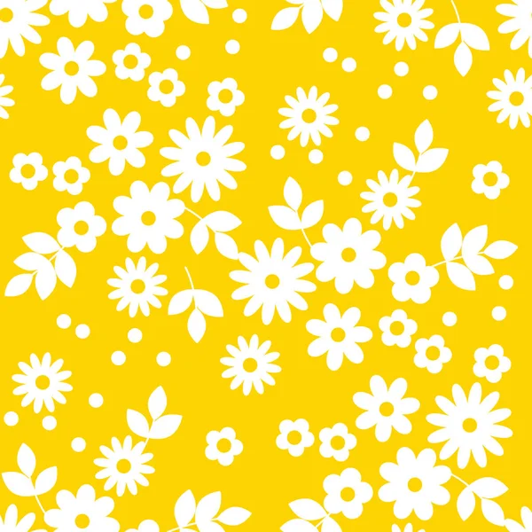 Abstrakta enkla vita blommor sömlösa mönster — Stock vektor