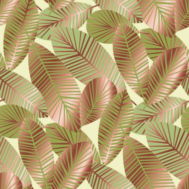 elegant gold exotic leaves seamless pattern  clipart