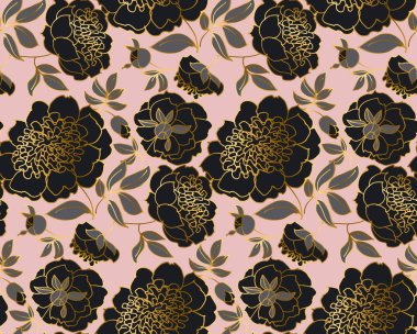 Modern kavram siyah şakayık çiçeği seamless modeli.