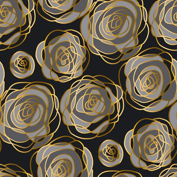 Luxe goud steeg decoratieve bloemen naadloze patroon. — Stockvector