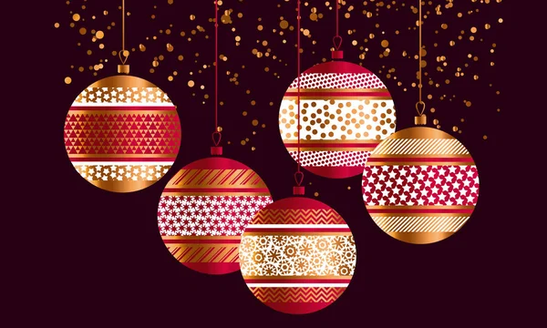 Geometrik kırmızı ve altın xmas baubles. 