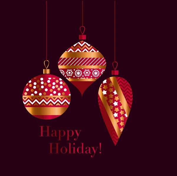 Boules de Noël traditionnelles rouges et dorées . — Image vectorielle