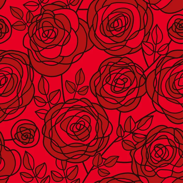 Koyu kırmızı tutku çiçek Dikişsiz desen gül — Stok Vektör