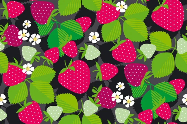 Einfache Erdbeere nahtlose Muster. Rote Gartenbeeren im rustikalen Stil. — Stockvektor