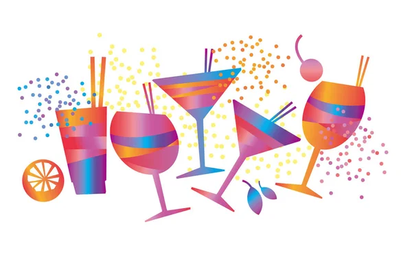 Cocktail colorido geométrico mínimo abstrato — Vetor de Stock