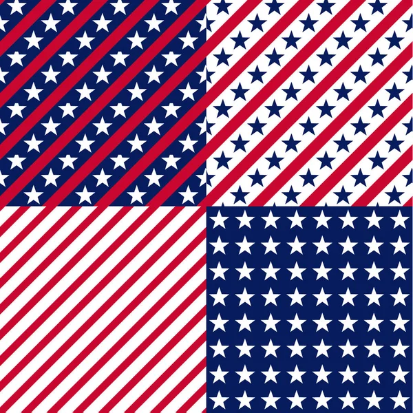 US stars and stripes seamless patterns — Stock Vector