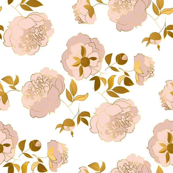 Pivoine fleur luxe motif sans couture . — Image vectorielle