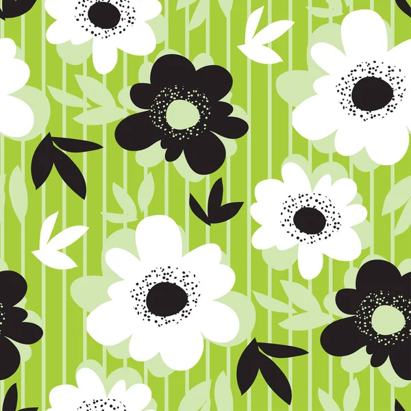 Frische grüne Blume modernes nahtloses Muster — Stockvektor
