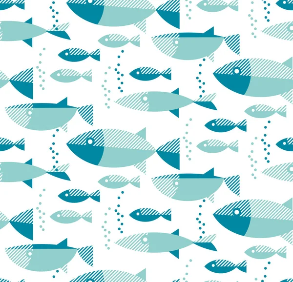 Blue river fish seamless pattern. — Stock Vector