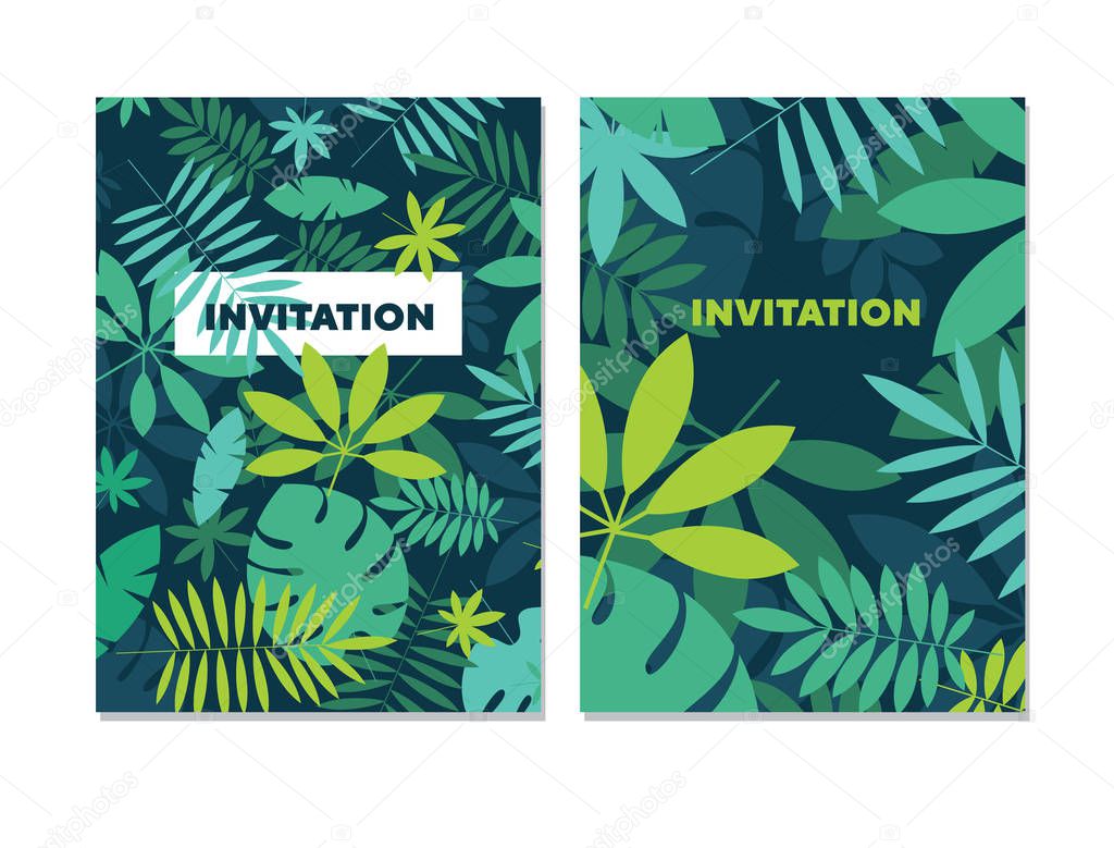 Green simple tropical leaves design element 