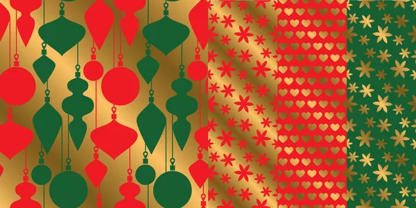 単純な幾何学的なクリスマスの繰り返しパターンを設定. — ストックベクタ