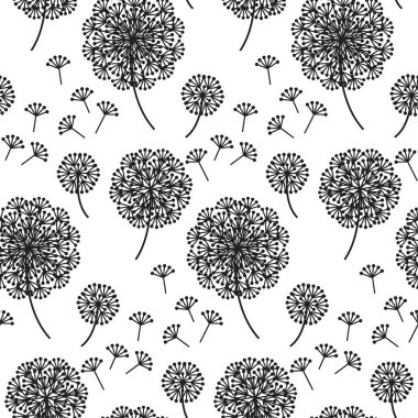 Siyah ve beyaz soyut karahindiba çiçekler 