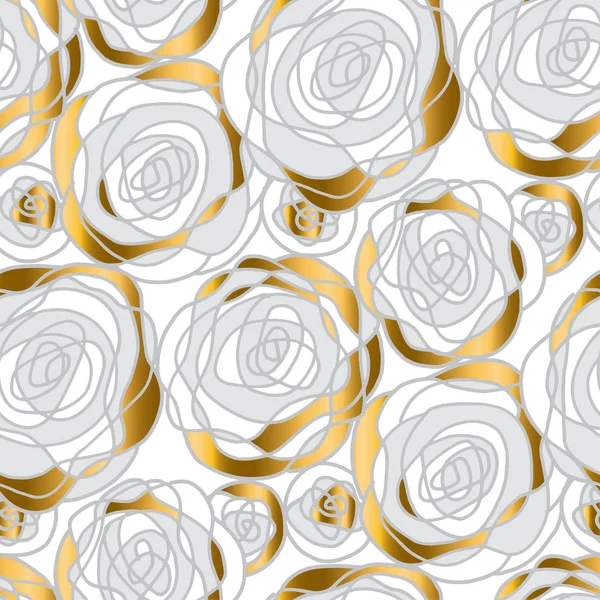 Abstract motief van goud en witte roos. — Stockvector